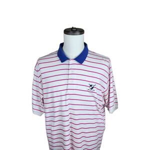 Polo Ralph Lauren Short Sleeve Polo Golf Shirt White Pink Stripe Size XL